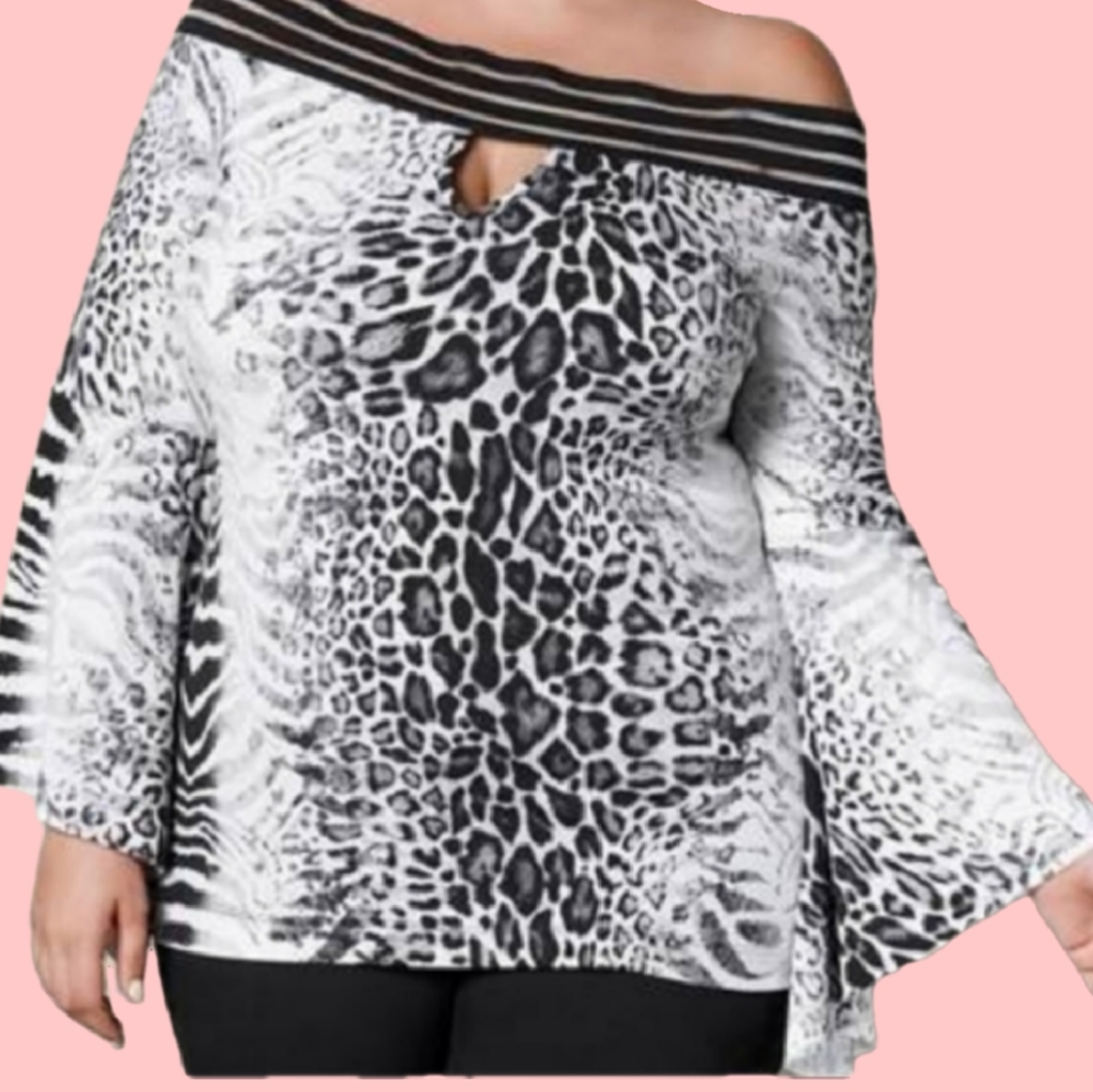 Off Shoulder Multi Print Top (CURVY)